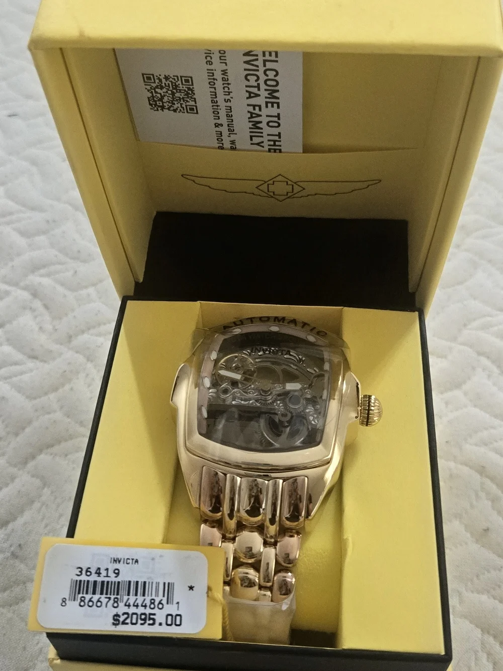 Invicta Gold Tone Automatic Skeleton Dial Men's Watch